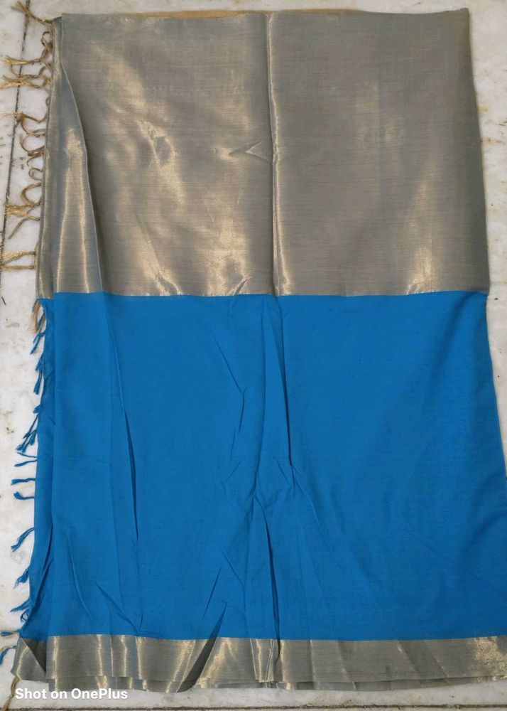 Elegant Blue &amp; Golden Saree