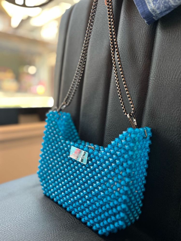 Beaded Blue Handbag