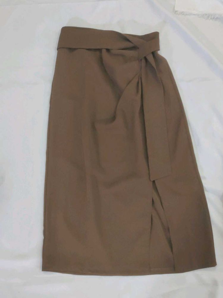 Chic Brown Wrap Skirt