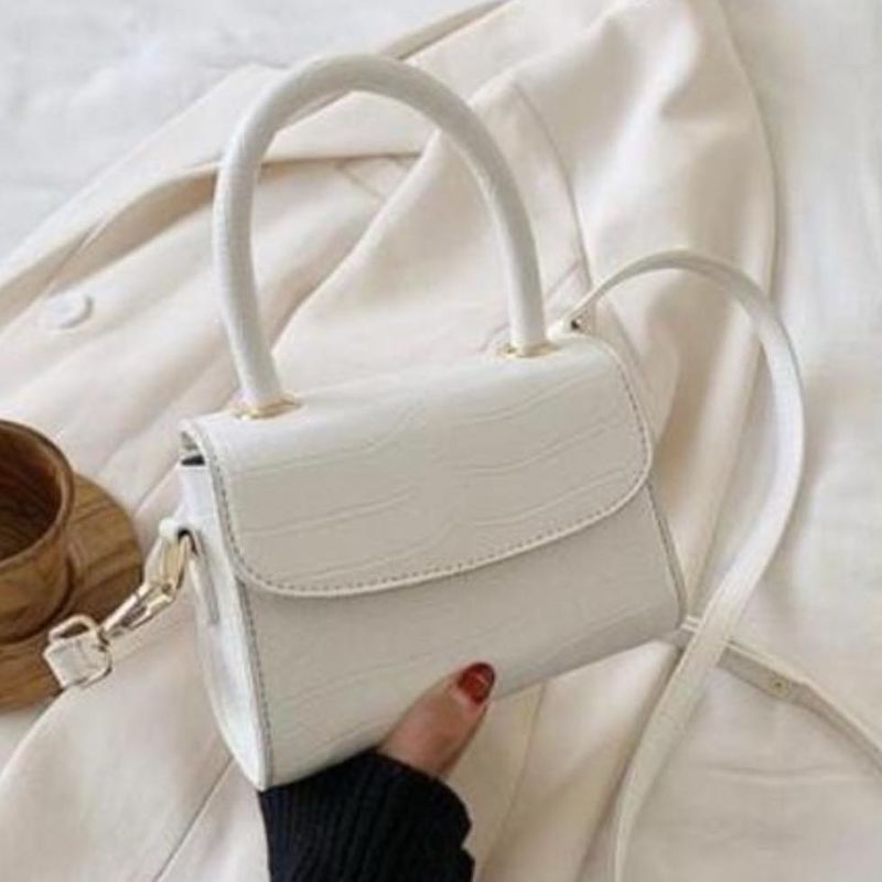 Chic White Top Handle Bag