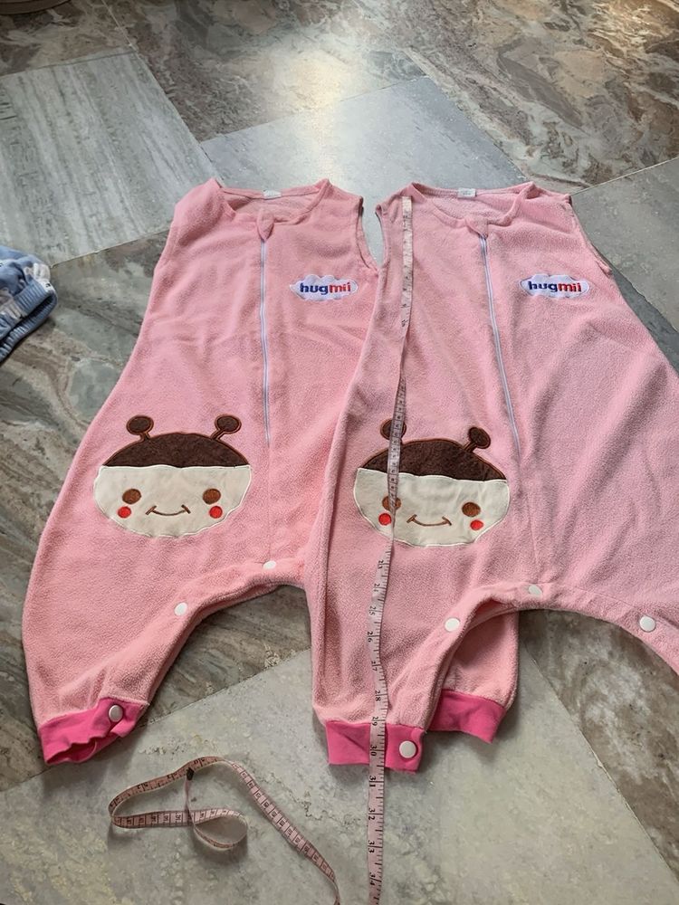 2 Hugmii Pink Sleepsuits with Cute Design