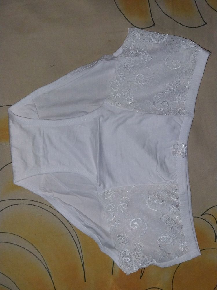 White Lace Trim Panties