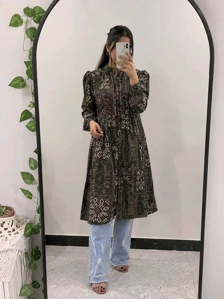 🖤 Printed Kurti with Light Blue Pant