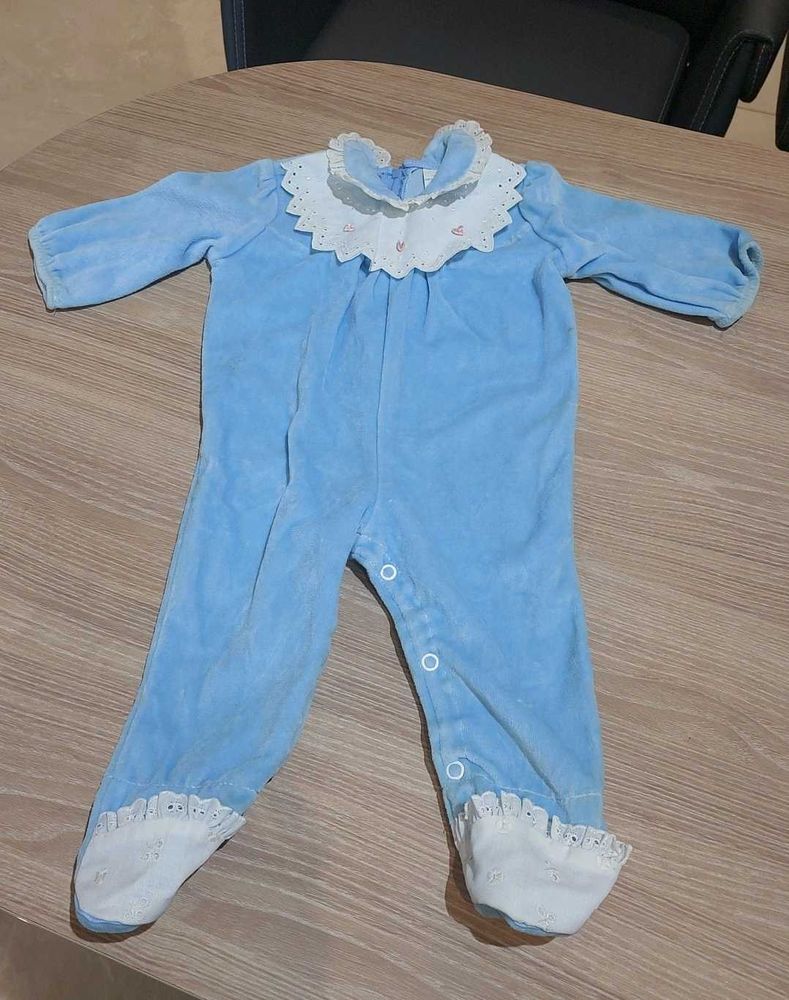 Baby Blue Velvet Romper