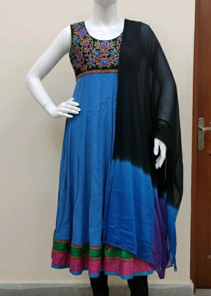 Blue Embroidered Anarkali Dress