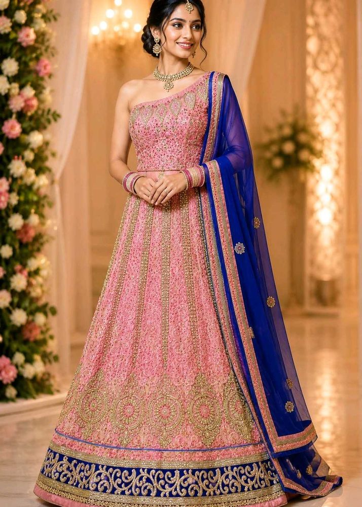 Stunning Pink Embroidered Lehenga Choli