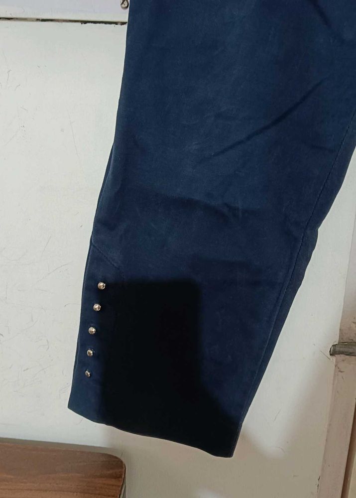 Stylish Blue Pants with Silver Studs