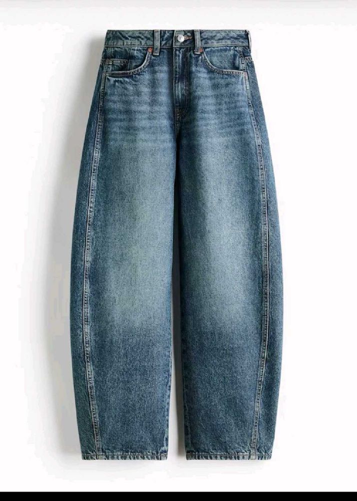 H&amp;M wide leg barrel jeans