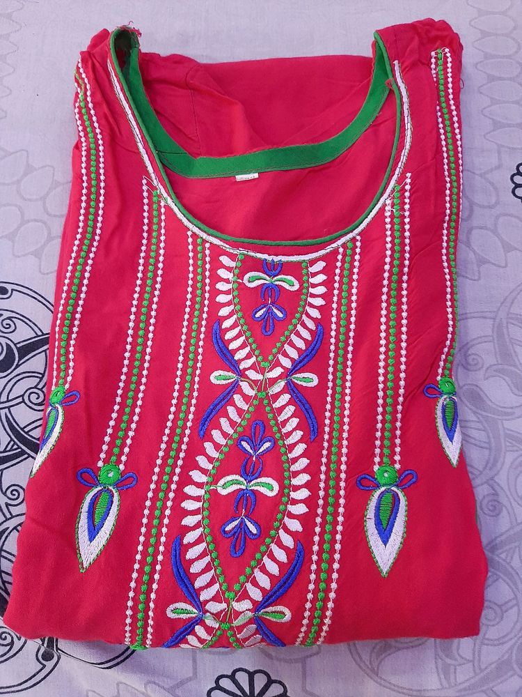 rayon pink kurti
