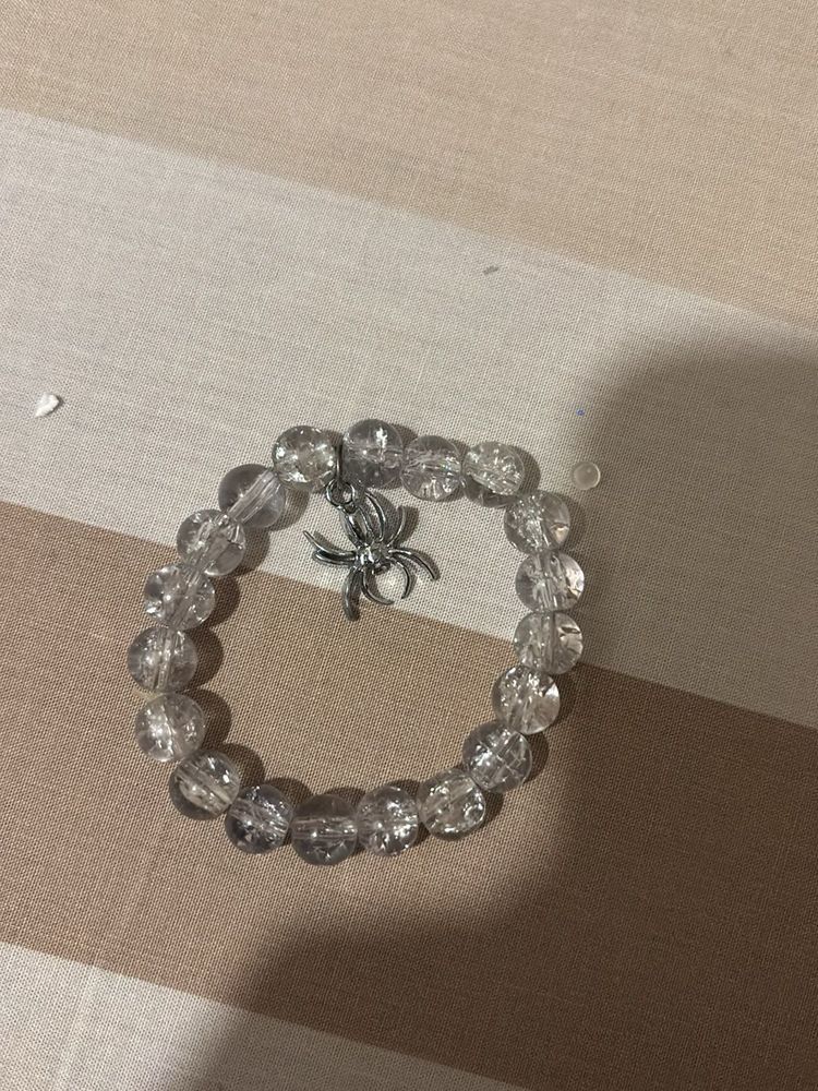 Clear Beaded Bracelet with Spiderman Charm