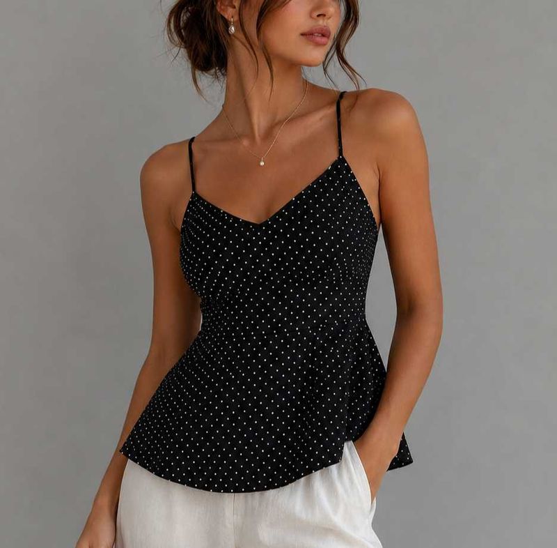 Polka Dot Peplum Top