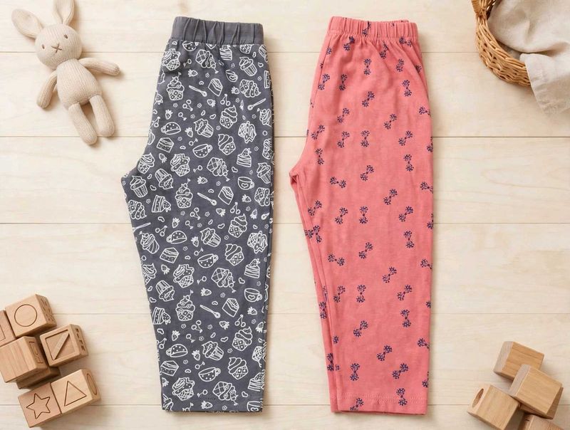 Cute Cupcake &amp; Bow Pattern Leggings (2 Pairs)