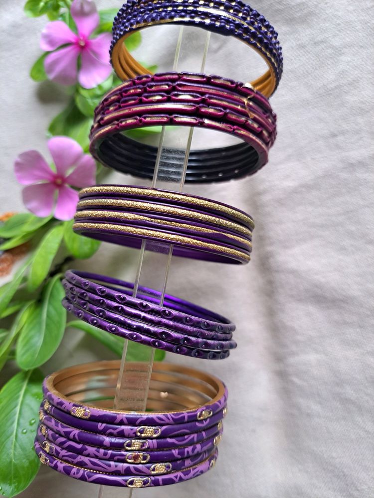 Purple Spring Metal Bangles Beautiful Designs