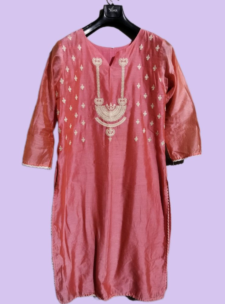 Pink Embroidered Ladies Kurta
