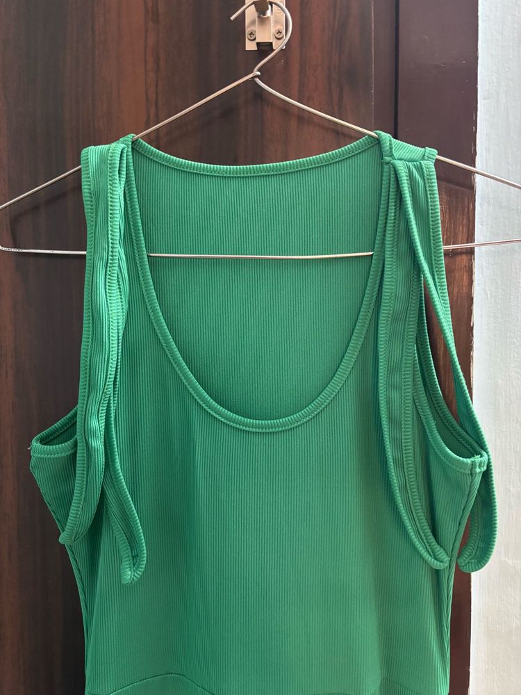 URBANIC Green Ribbed Top