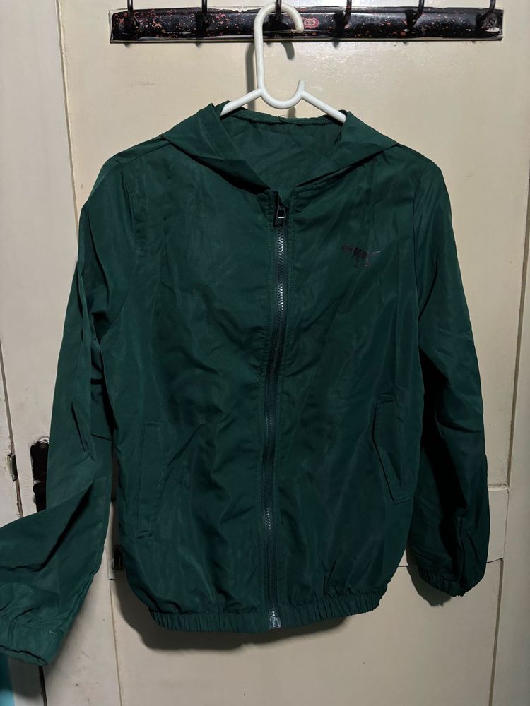 SHEIN Dino Adventure Green Hooded Jacket