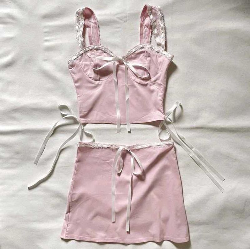 y2k co ord set Pink Lace
