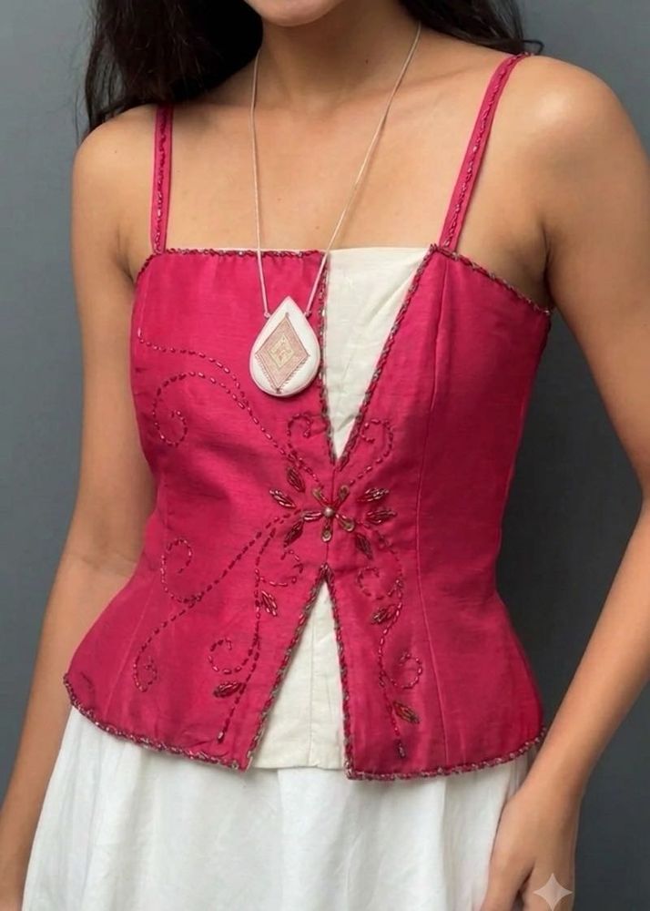 Designer Embellished Pink Blouse
