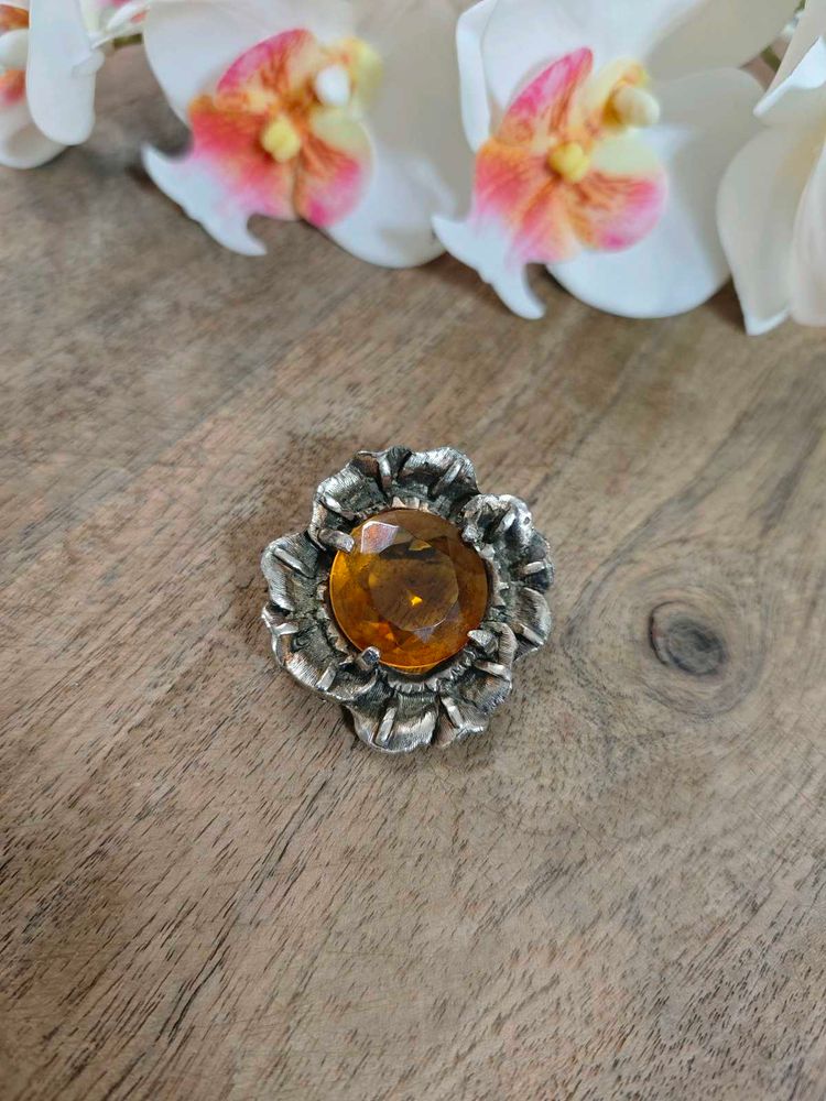 Vintage Amber Stone Brooch