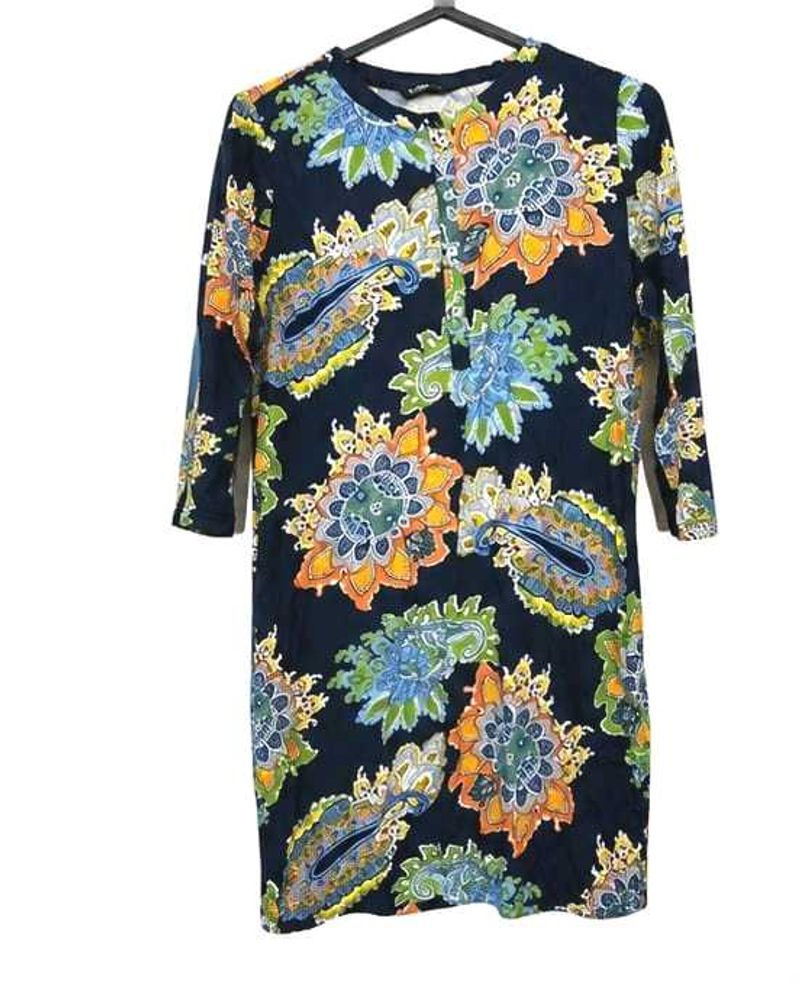 zudio Navy Blue Floral &amp; Paisley Design kurta