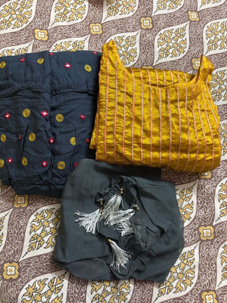 Elegant Yellow suit with Shrara and duppata