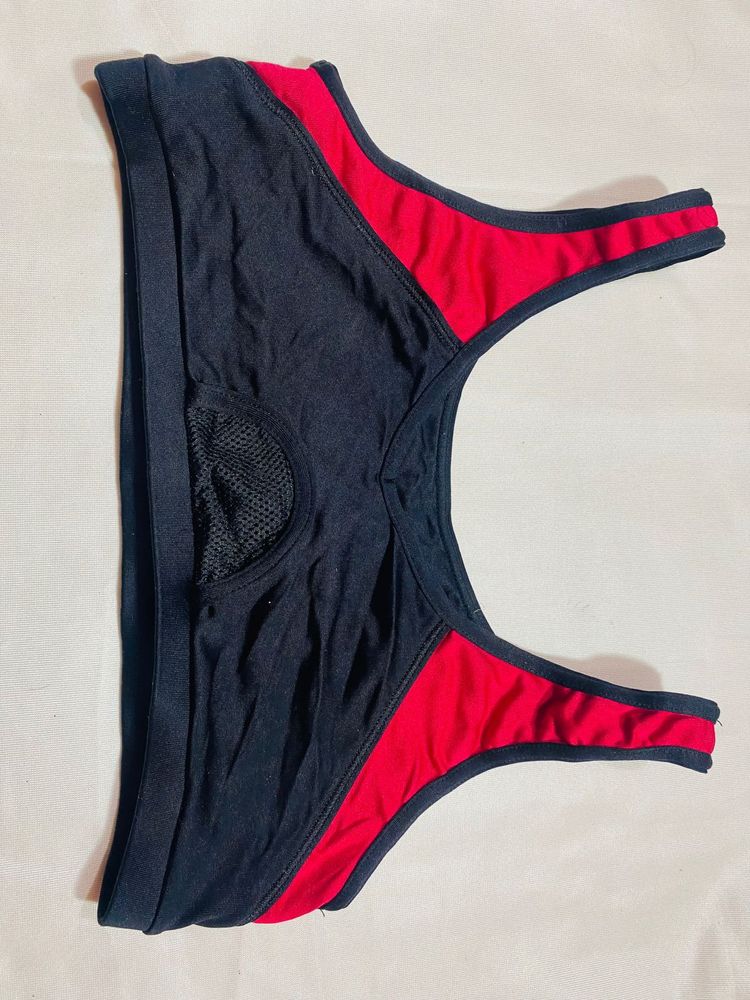 Stylish Red &amp; Black Sports Bra