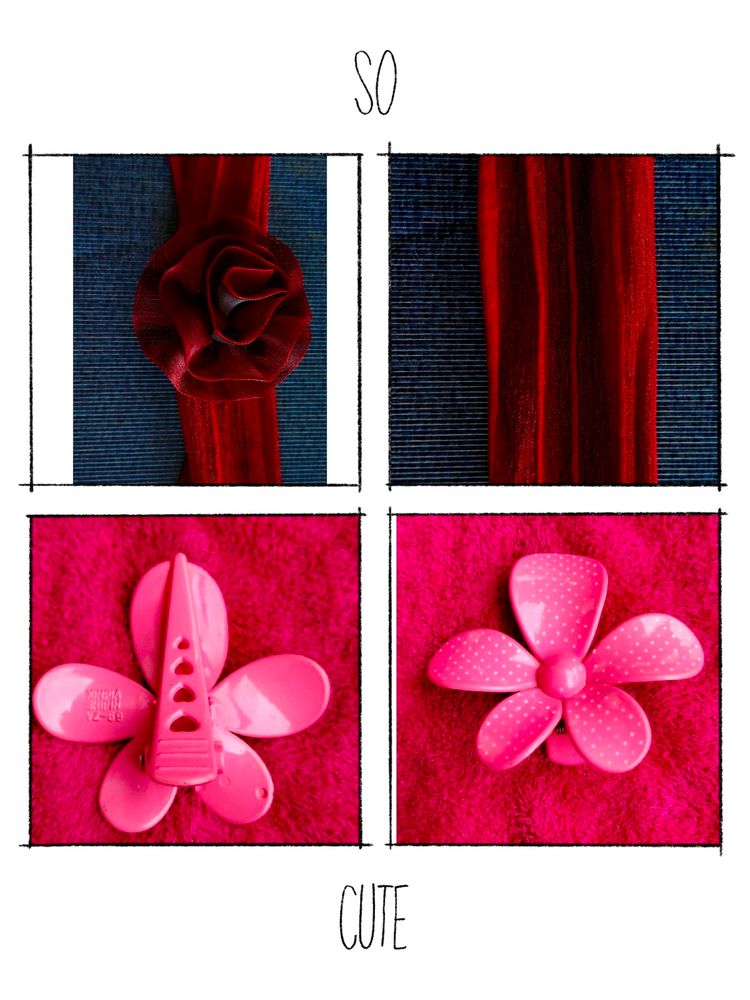 Hair Accessories Bundle - Red Headband &amp; Pink Clip
