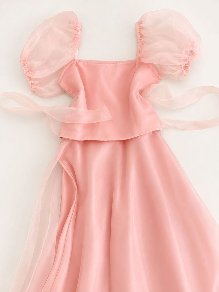 Blush Pink Organza 2-Piece Co-ord Set