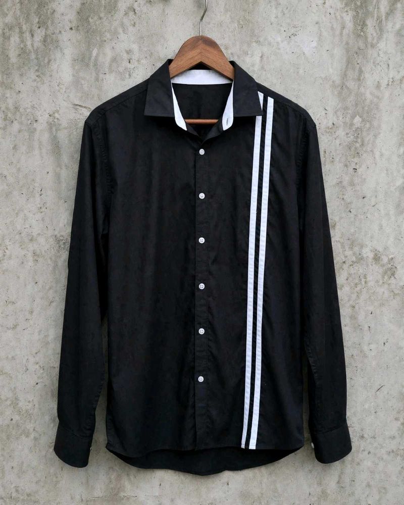 Classic Black Shirt with White Stripes