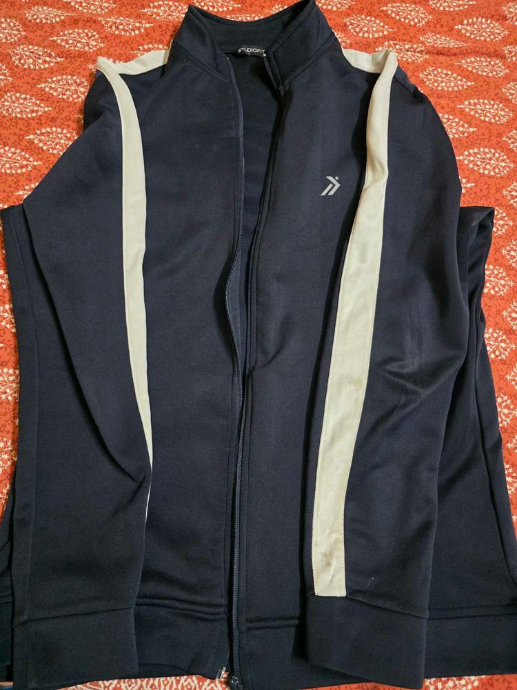 Men's Navy Zip-Up Track Jacket
