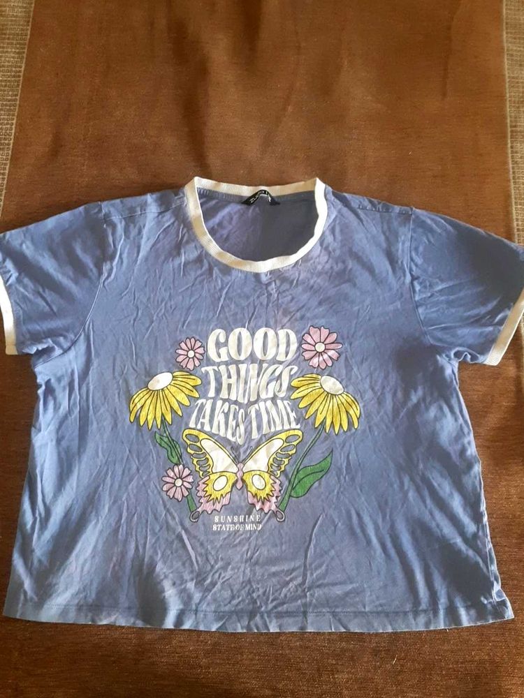 Blue Graphic Butterfly T-Shirt