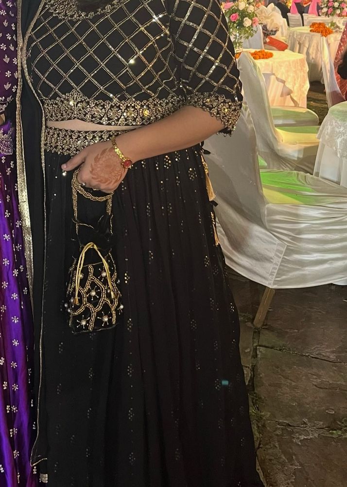 Designer Black &amp; Gold Lehenga Choli Set