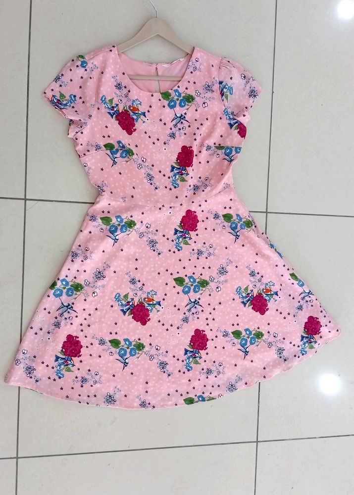 Pink Floral Fit &amp; Flare Dress