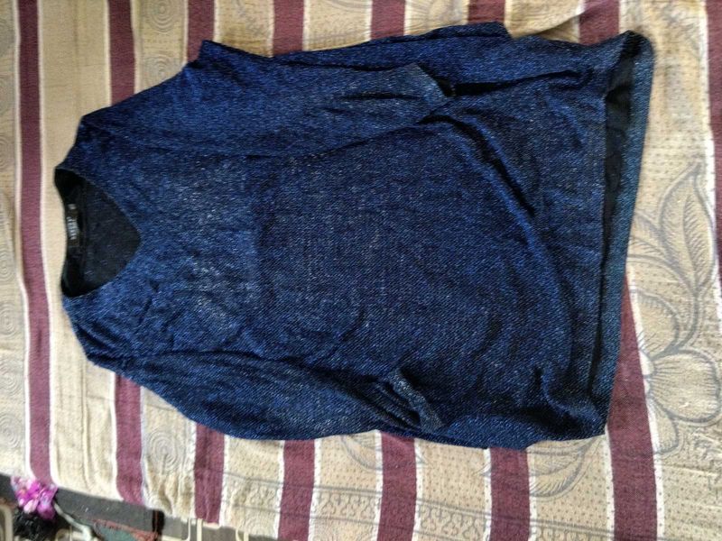 Sparkly Blue V-Neck Top