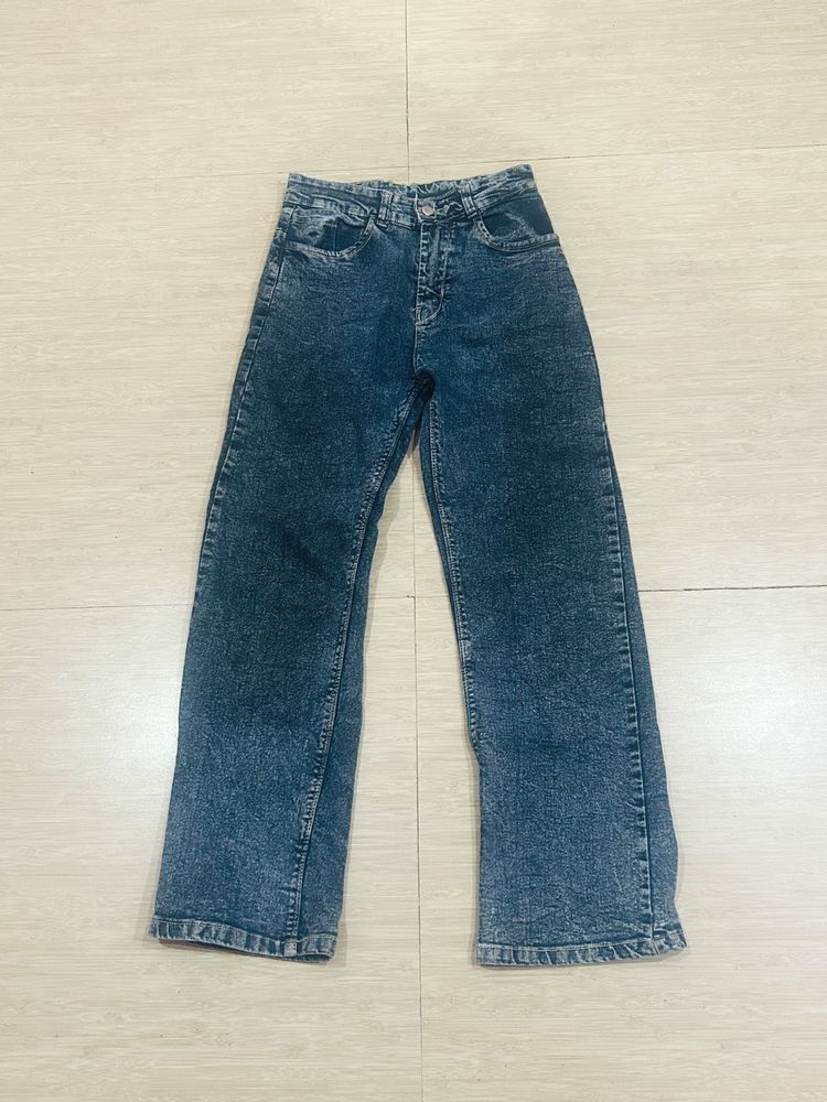 Acid Wash Wide Leg Jeans