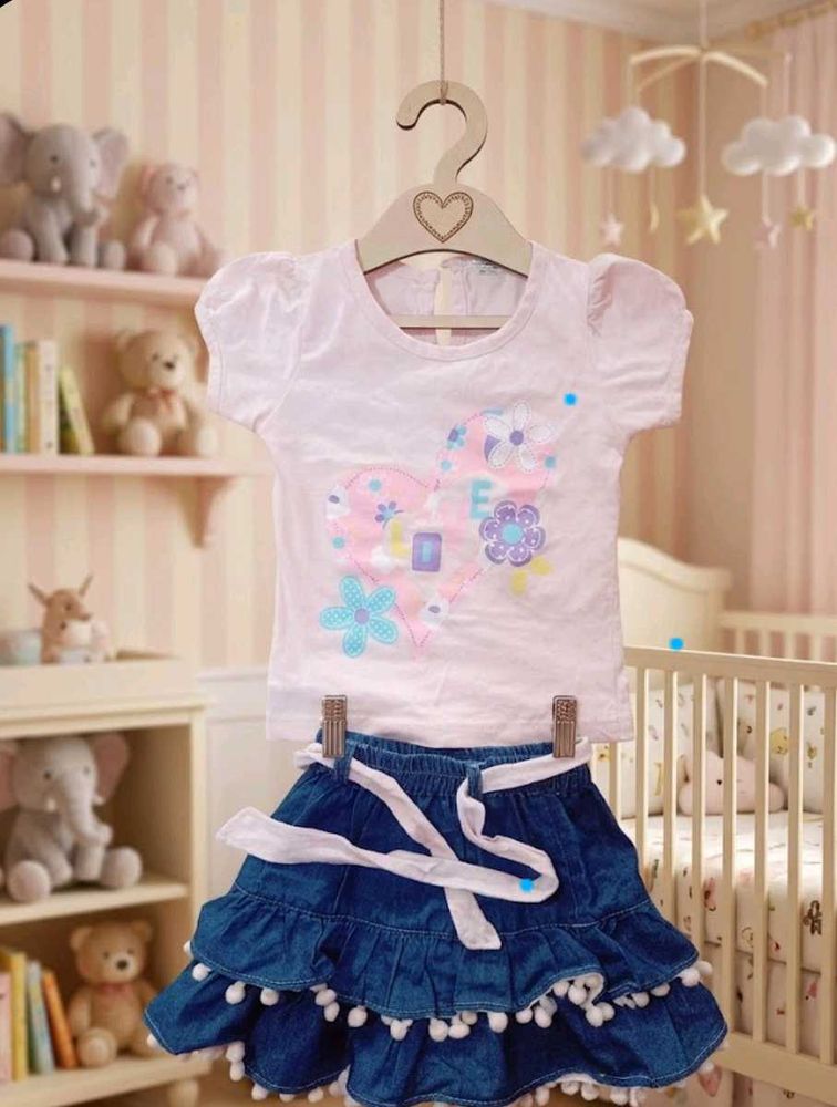 Denim Skirt &amp; T-shirt Set