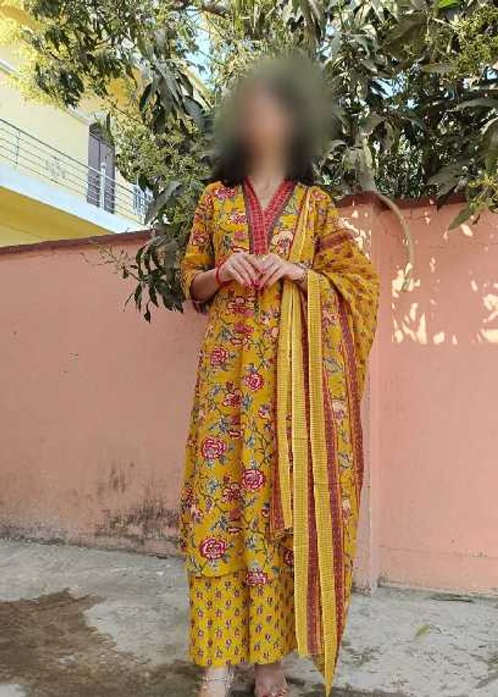 Beautiful Yellow Floral Kurta Set