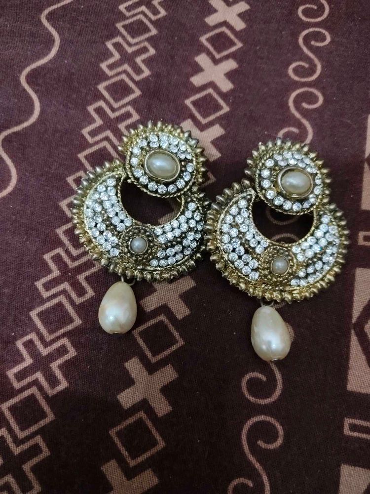 Elegant Pearl &amp; Crystal Earrings✨😍♥️