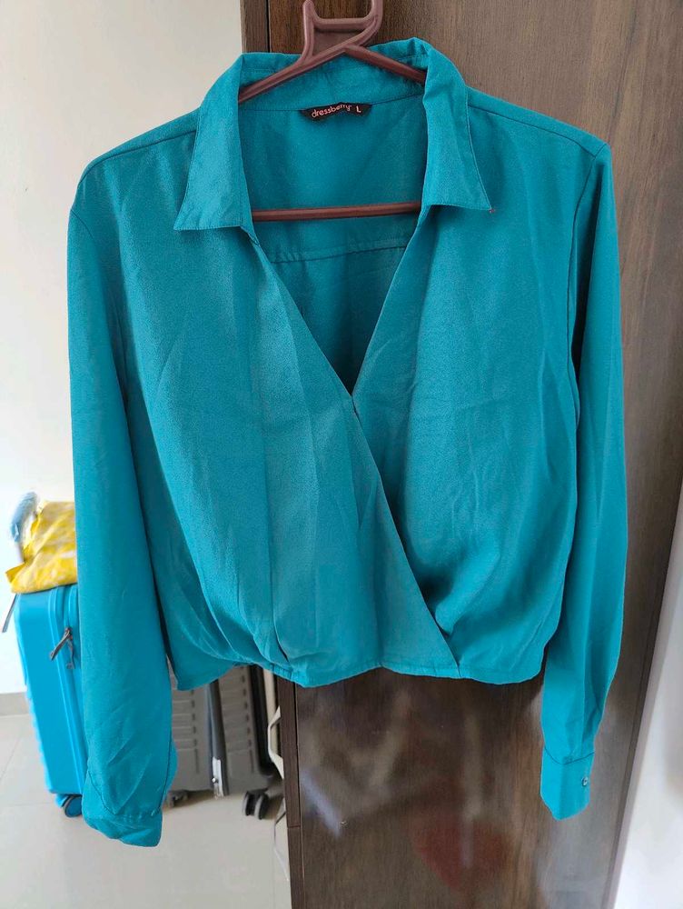 5 Teal V-Neck Wrap Tops