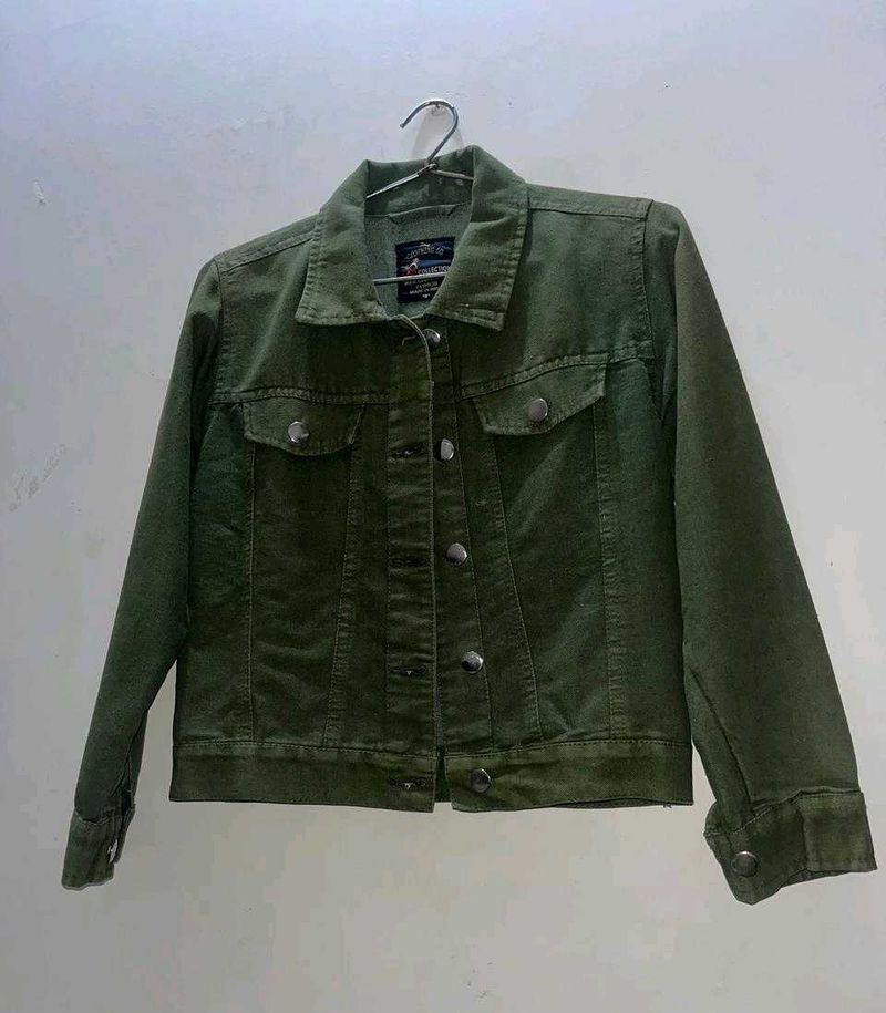 Olive Green Denim Jacket