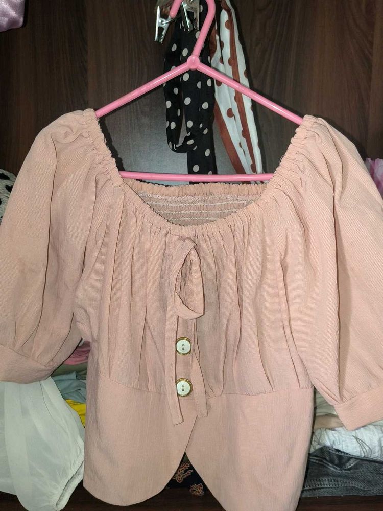 Chic Puff Sleeve Tie-Front Top