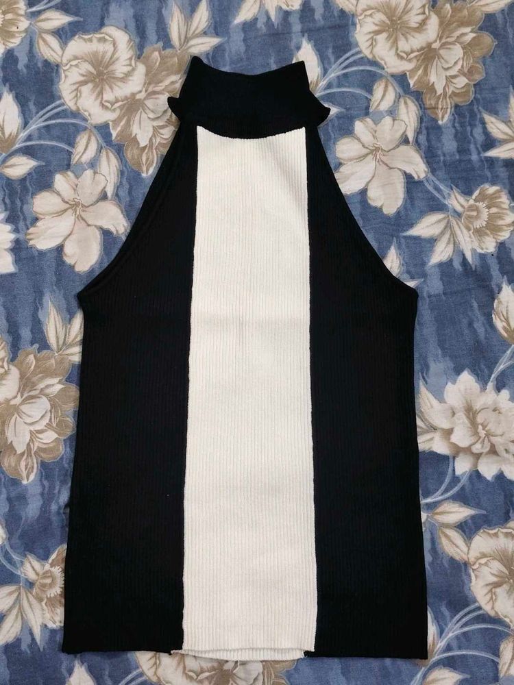 Black &amp; White Halter Neck Top