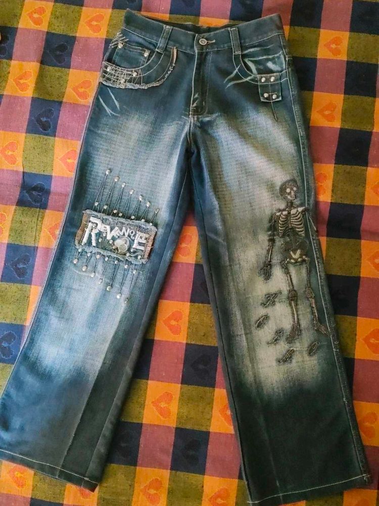 Unique Skeleton Print Jeans