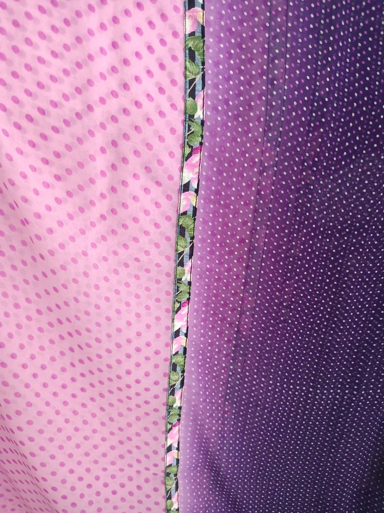 Pink And Purple Dotted Saree