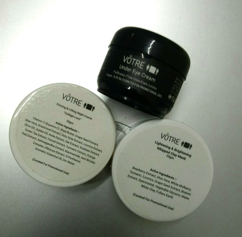 Combo Of Votre Eye Cream (10gm), Votre Night Creme(20gm), Votre Whipped Clay Mask (20 gm)