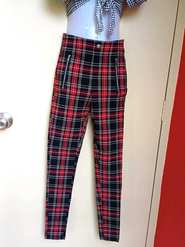 ZARA Plaid Zipper Pants