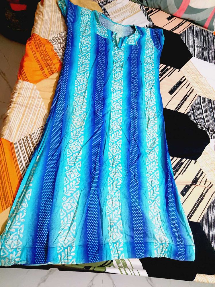 Blue Striped Cotton Maxi