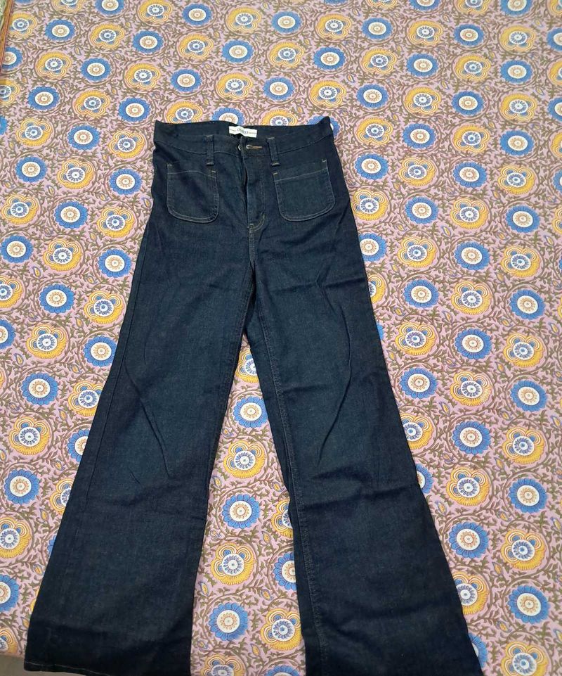 Guess Vintage Navy Blue Wide Leg Jeans