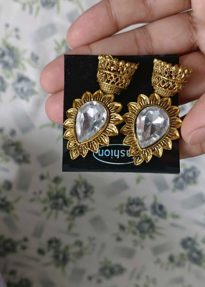 white stone earrings