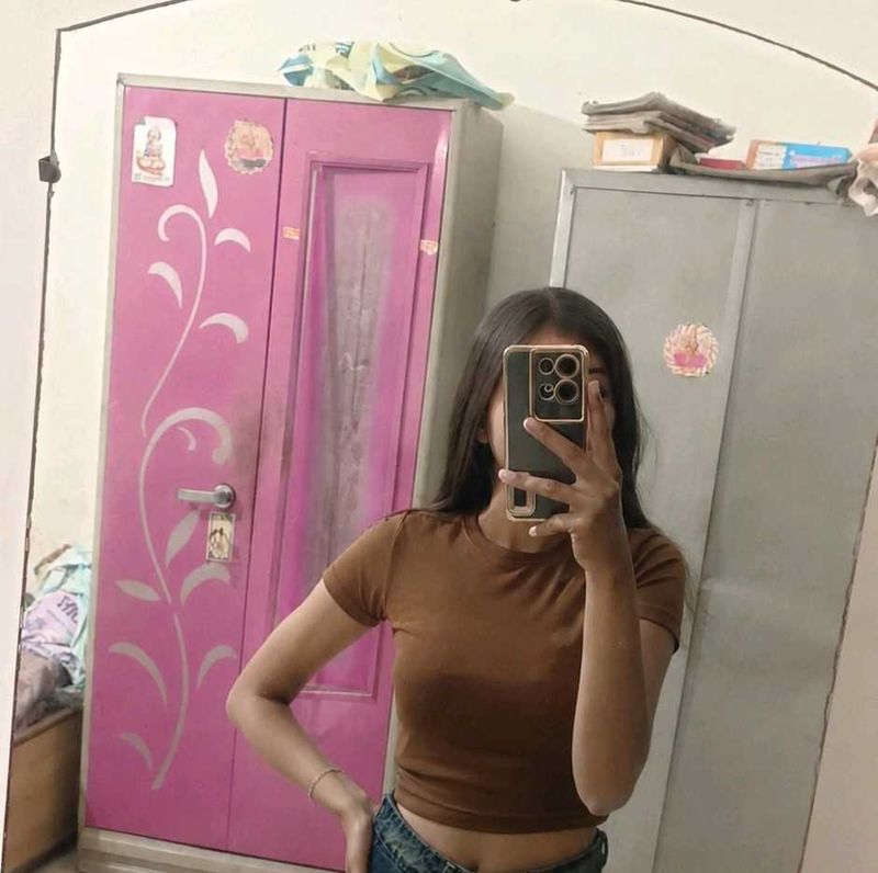 brown crop top